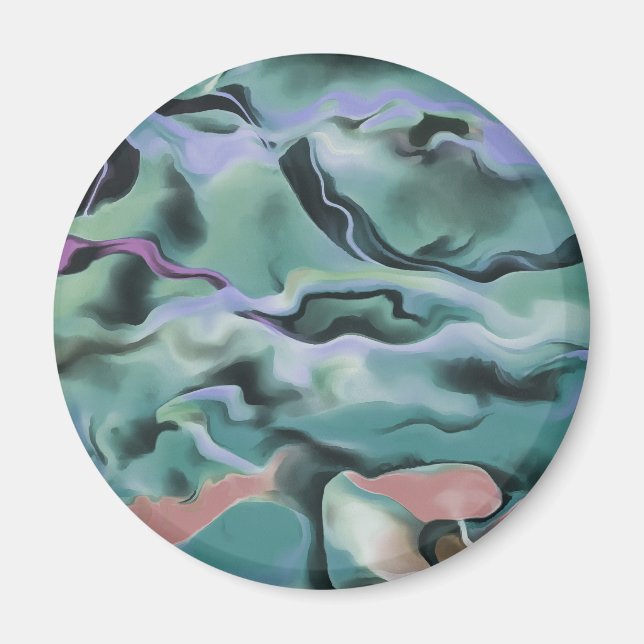 Waves In Harmony Acrylic Marbleizing Abstract Art Magnet (Front)