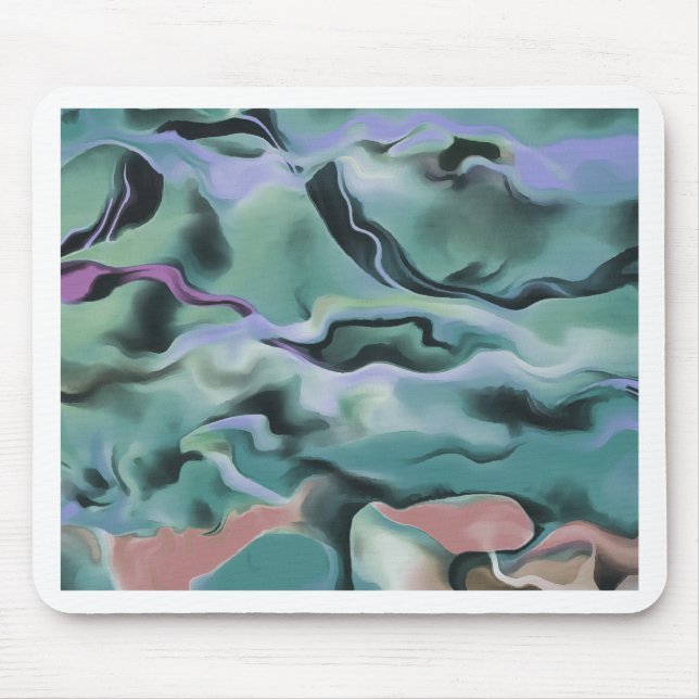 Waves In Harmony Acrylic Marbleizing Abstract Art Mouse Pad (Front)