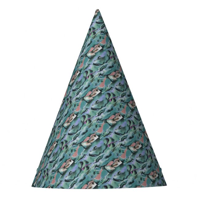 Waves In Harmony Acrylic Marbleizing Abstract Art Party Hat (Front)
