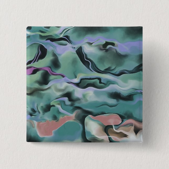 Waves In Harmony Acrylic Marbleizing Abstract Art Pinback Button (Front)