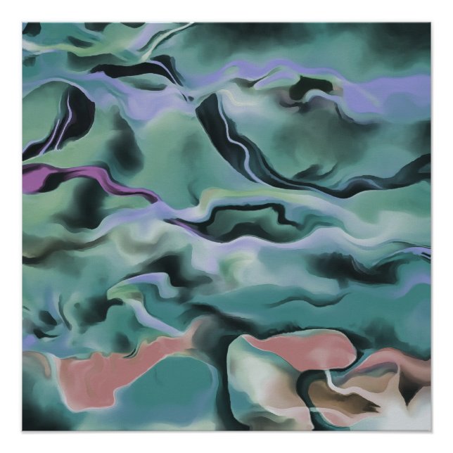 Waves In Harmony Acrylic Marbleizing Abstract Art Poster (Front)