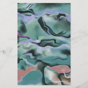 Waves In Harmony Acrylic Marbleizing Abstract Art Stationery