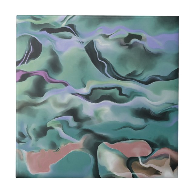 Waves In Harmony Acrylic Marbleizing Abstract Art Tile (Front)