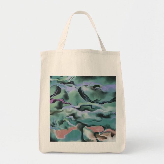 Waves In Harmony Acrylic Marbleizing Abstract Art Tote Bag (Front)