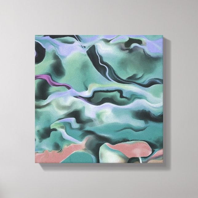 Waves In Harmony Acrylic Pour Abstract Art  Canvas Print (Front)