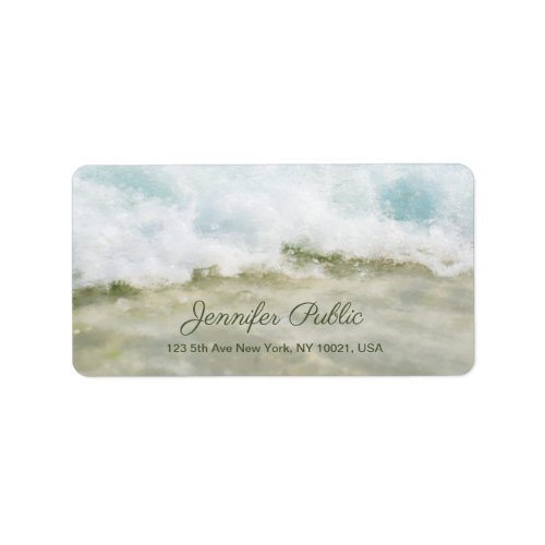 Waves In Oil Artwork Hand Script Text Chic Address Label