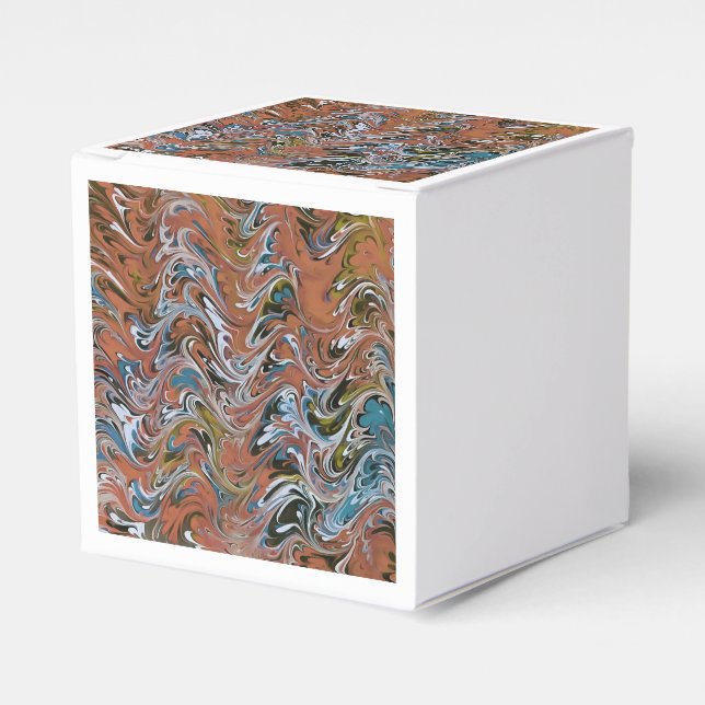 Waves In Red Acrylic Pour Aqueous Surface Design Favor Boxes (Front Side)