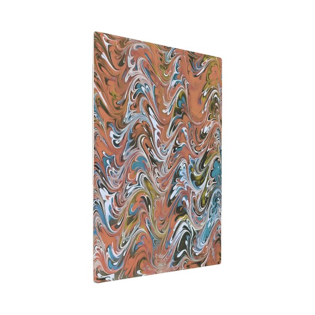 Waves In Red Acrylic Pour Aqueous Surface Design Metal Print (3/4)