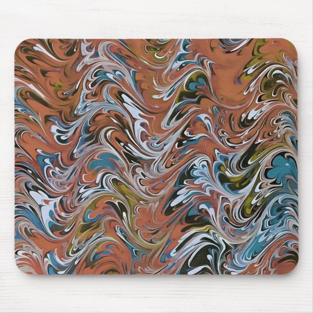 Waves In Red Acrylic Pour Aqueous Surface Design Mouse Pad (Front)