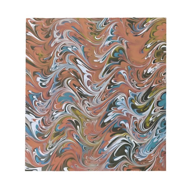 Waves In Red Acrylic Pour Aqueous Surface Design Notepad (Front)