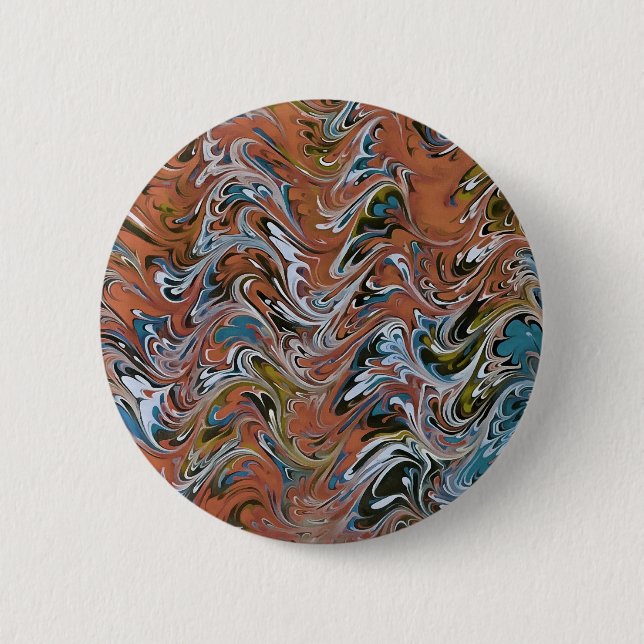 Waves In Red Acrylic Pour Aqueous Surface Design Pinback Button (Front)