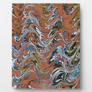 Waves In Red Acrylic Pour Aqueous Surface Design Plaque