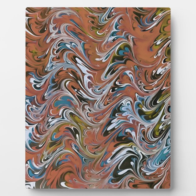 Waves In Red Acrylic Pour Aqueous Surface Design Plaque (Front)