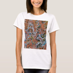 Waves In Red Acrylic Pour Aqueous Surface Design T-Shirt