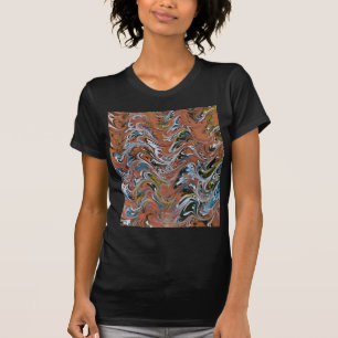Waves In Red Acrylic Pour Aqueous Surface Design T-Shirt
