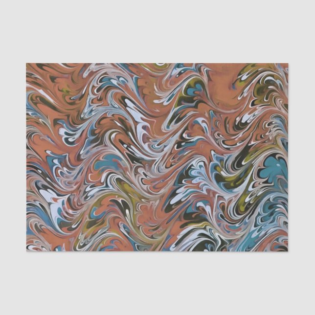 Waves In Red Acrylic Pour Aqueous Surface Design Tissue Paper (Front)