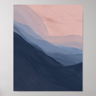 Waves In Texture - Deep Blue & Beige Poster