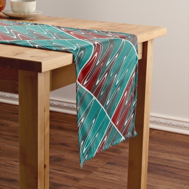 Waves in white medium table runner (In Situ)