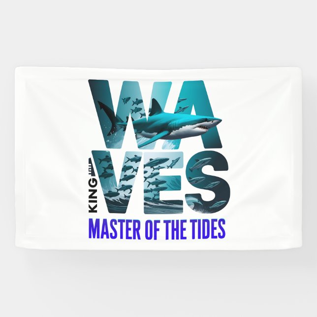 Waves King – Shark Master of the Tides Banner (Horizontal)