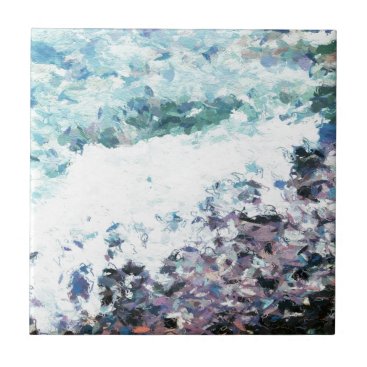 Waves lap at the shore - painting - art gift - abs ceramic tile Waves lap at the shore - painting - art gift - abs ceramic tile