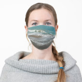 Waves Lapping on the Beach Turquoise Blue Ocean Adult Cloth Face Mask (Worn)