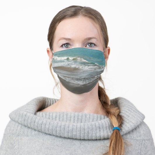Waves Lapping on the Beach Turquoise Blue Ocean Adult Cloth Face Mask (Worn)