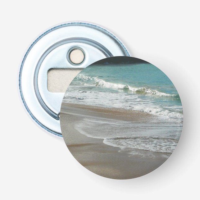 Waves Lapping on the Beach Turquoise Blue Ocean Bottle Opener (Front)