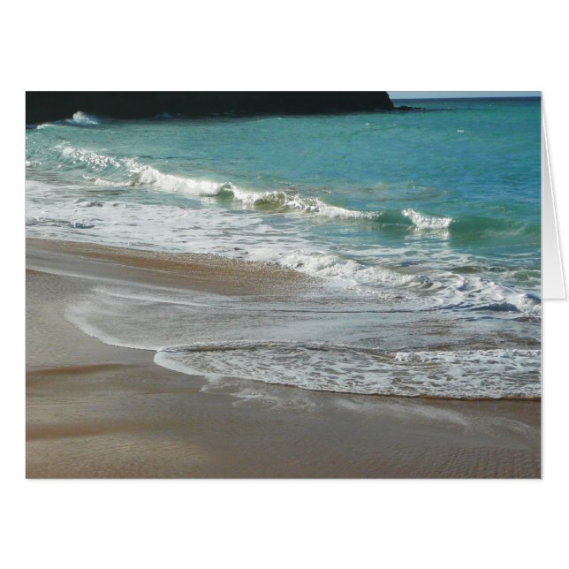 Waves Lapping on the Beach Turquoise Blue Ocean Card (Front Horizontal)