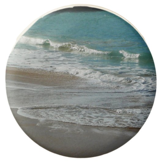 Waves Lapping on the Beach Turquoise Blue Ocean Chocolate Dipped Oreo (Front)