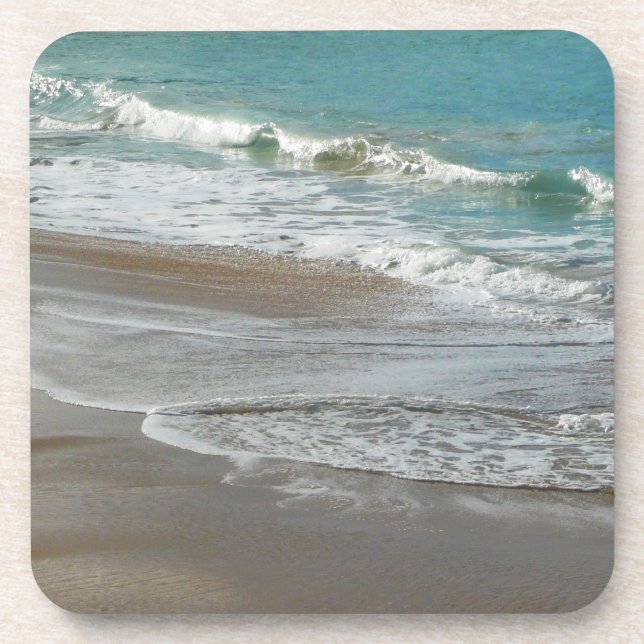 Waves Lapping on the Beach Turquoise Blue Ocean Coaster (Front)