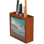 Waves Lapping on the Beach Turquoise Blue Ocean Desk Organizer