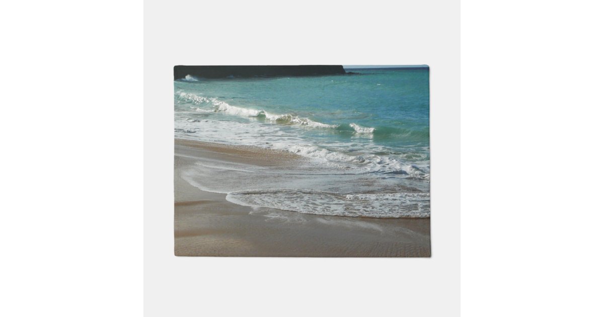 Waves Lapping on the Beach Turquoise Blue Ocean Doormat | Zazzle