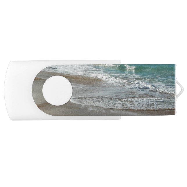 Waves Lapping on the Beach Turquoise Blue Ocean Flash Drive (Front)