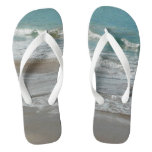 Waves Lapping on the Beach Turquoise Blue Ocean Flip Flops