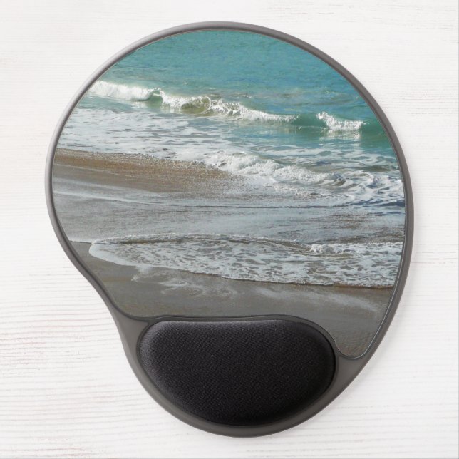 Waves Lapping on the Beach Turquoise Blue Ocean Gel Mouse Pad (Front)