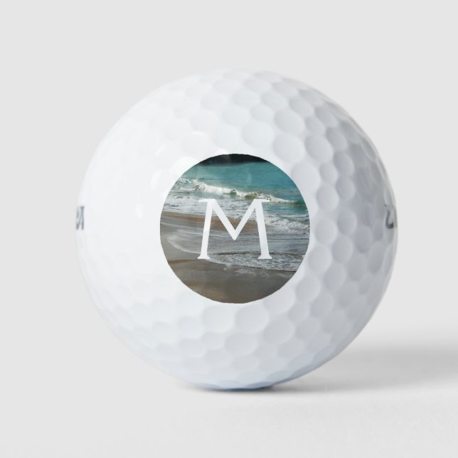 Waves Lapping on the Beach Turquoise Blue Ocean Golf Balls (Front)