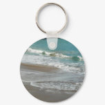 Waves Lapping on the Beach Turquoise Blue Ocean Keychain