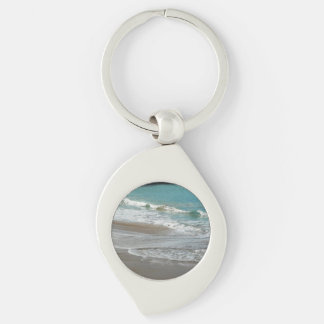 Waves Lapping on the Beach Turquoise Blue Ocean Keychain
