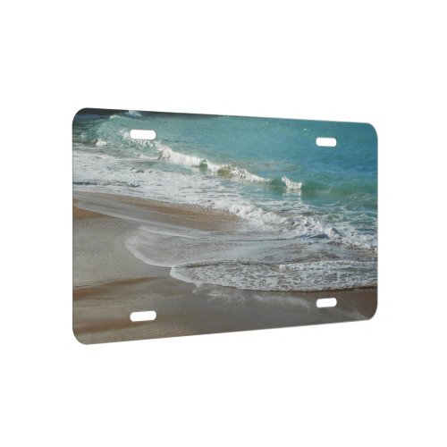 Waves Lapping on the Beach Turquoise Blue Ocean License Plate