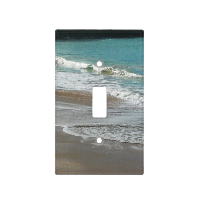 Waves Lapping on the Beach Turquoise Blue Ocean Light Switch Cover (Front)