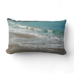 Waves Lapping on the Beach Turquoise Blue Ocean Lumbar Pillow