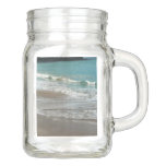 Waves Lapping on the Beach Turquoise Blue Ocean Mason Jar
