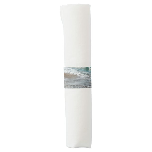 Waves Lapping on the Beach Turquoise Blue Ocean Napkin Bands (Front)