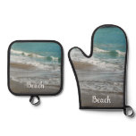 Waves Lapping on the Beach Turquoise Blue Ocean Oven Mitt & Pot Holder Set