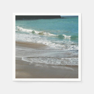 Waves Lapping on the Beach Turquoise Blue Ocean Paper Napkins