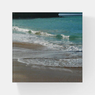 Waves Lapping on the Beach Turquoise Blue Ocean Paperweight