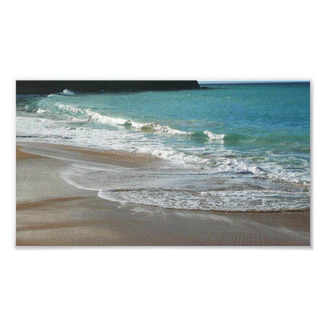 Waves Lapping on the Beach Turquoise Blue Ocean Photo Print (Front)