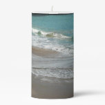 Waves Lapping on the Beach Turquoise Blue Ocean Pillar Candle