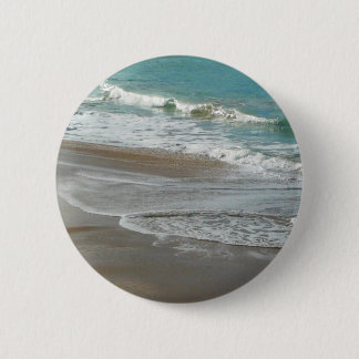 Waves Lapping on the Beach Turquoise Blue Ocean Pinback Button