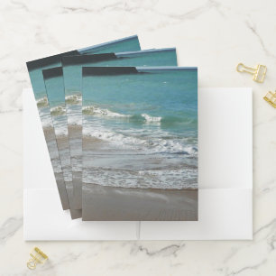 Waves Lapping on the Beach Turquoise Blue Ocean Pocket Folder